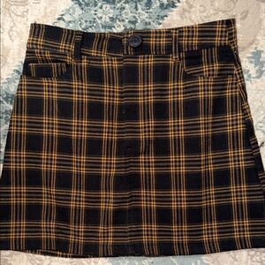 Forever 21 Black and Yellow Plaid Mini Skirt